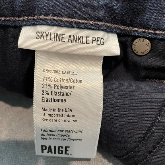 PAIGE - Skyline Ankle Peg - Dark Wash - Size 28 - Picture 5 of 6